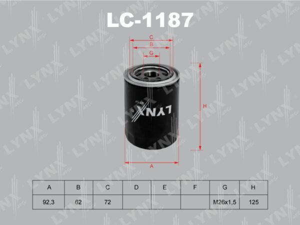 Фильтр масляный LYNXauto LС-1187 (W930/26) 1