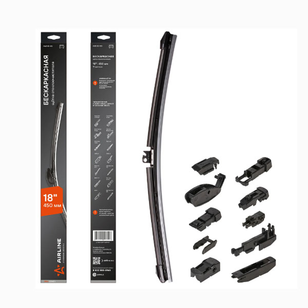 Щетка стеклоочистителя AIRLINE PRO бескаркас 450мм 18" 10 адаптеров
