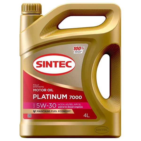Моторное Sintec PLATINUM 5W30 4л Полусинтетика бензин/дизель SL A5/B5
