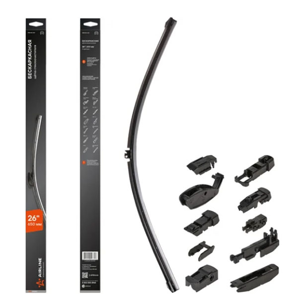Щетка стеклоочистителя AIRLINE PRO бескаркас 650мм 26" 10 адаптеров