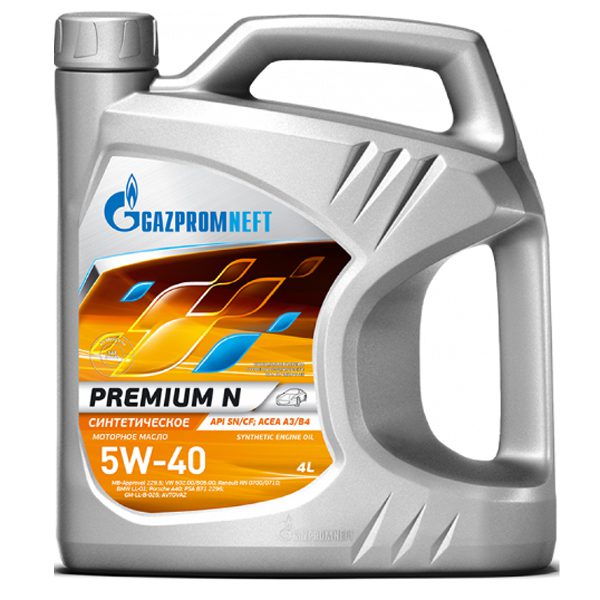 Моторное Gazpromneft Premium N 5W40 4л Синтетика бензин/дизель SN/CF A3/B4