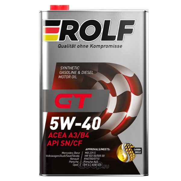 Моторное ROLF GT SAE 5W40 1л Синтетика бензин/дизель SN/CF A3/B4