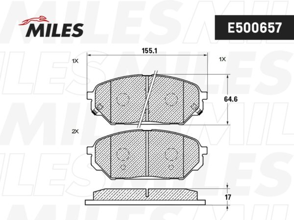 Колодки торм перед Miles E500657 HYUNDAI ix55 3.0 CRDi 08- Ceramic 1