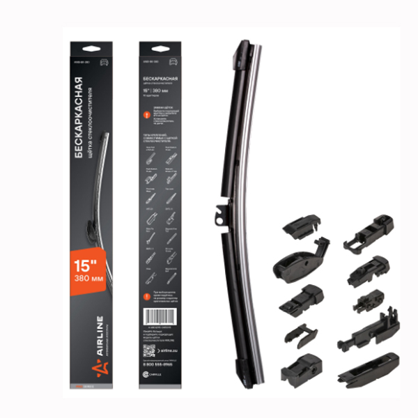 Щетка стеклоочистителя бескаркасная AIRLINE AWBBK380 380мм