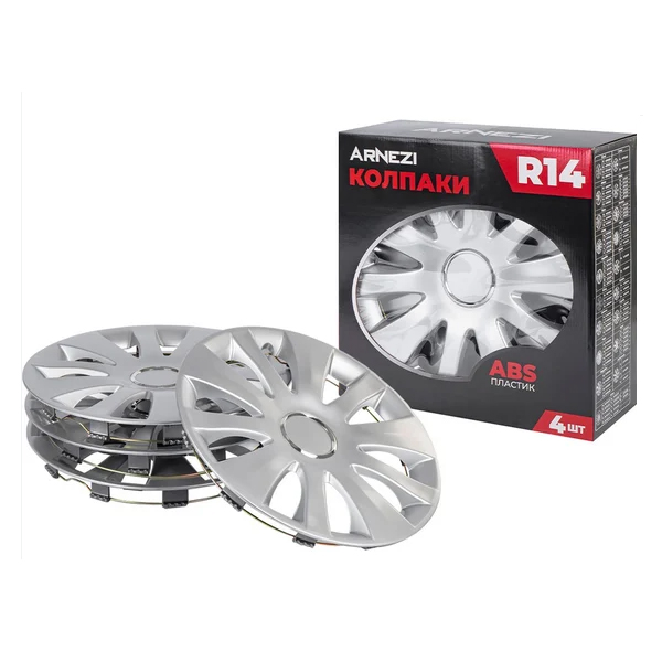 Колпаки колесные R14 Arnezi A0702051 4шт (серебристые) ABS-пластик CAPELLA