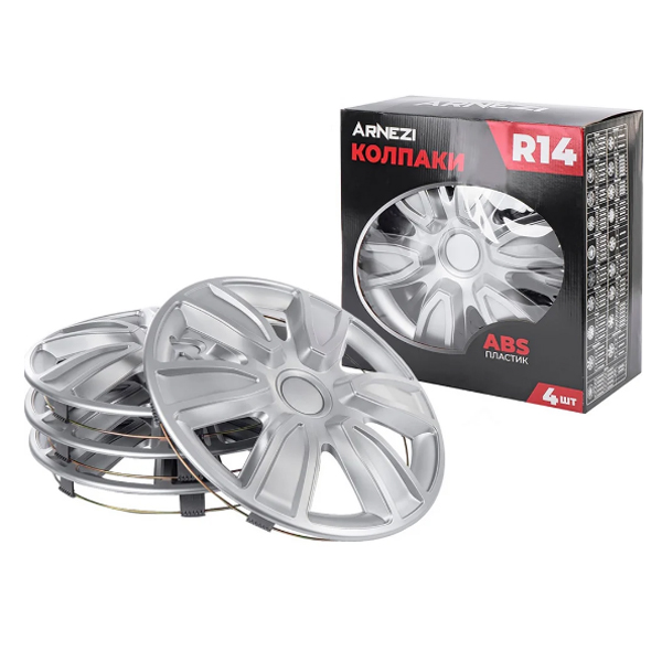 Колпаки колесные R14 Arnezi A0702005 4шт (серебристые) ABS-пластик Comet