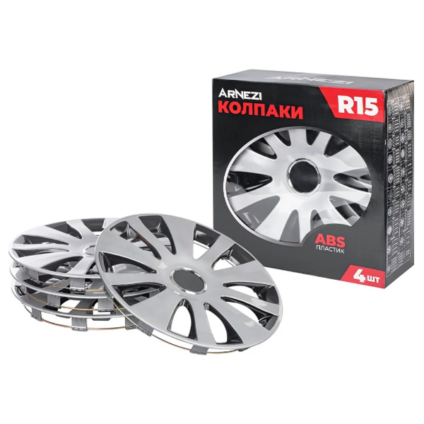 Колпаки колесные R15 Arnezi A0702052 CAPELLA 4шт (серебристые) ABS-пластик