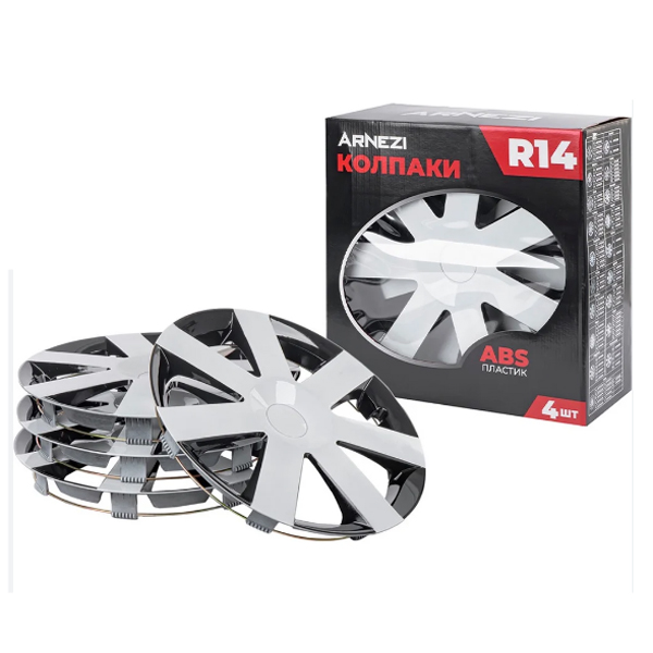 Колпаки колесные R14 Arnezi A0702069 4шт (серебристые) ABS-пластик ANDROMEDA