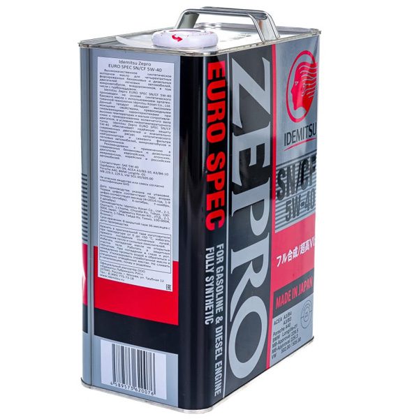 Моторное IDEMITSU ZEPRO EURO SPEC F-S 5W40 4л Синтетика бензин/дизель SN/CF A3/B4 ЯПОНИЯ