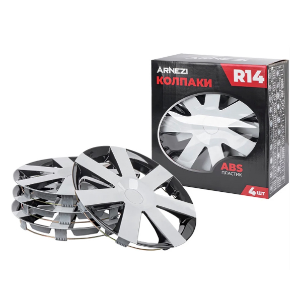 Колпаки колесные R14 Arnezi A0702018 Stars 4шт (серебристо-черные) ABS-пластик