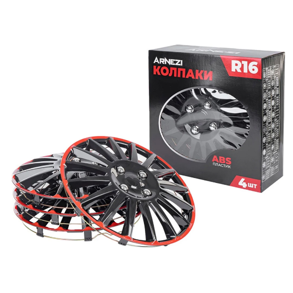 Колпаки колесные R16 Arnezi A0702077 Orion 4шт (черно-красные) ABS-пластик