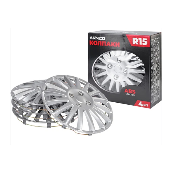 Колпаки колесные R15 Arnezi A0702073 4шт (серебристые) ABS-пластик Orion