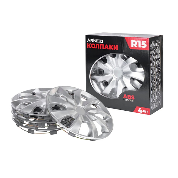 Колпаки колесные R15 Arnezi A0702020 4шт (серебристые) ABS-пластик Stardust