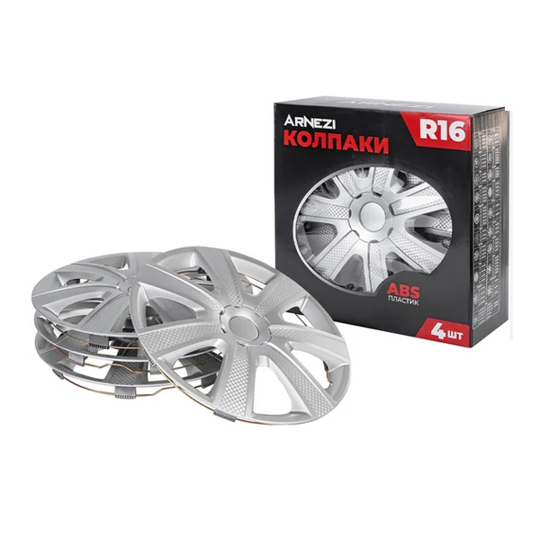 Колпаки колесные R16 Arnezi A0702013 4шт (серебристые) ABS-пластик HADAR