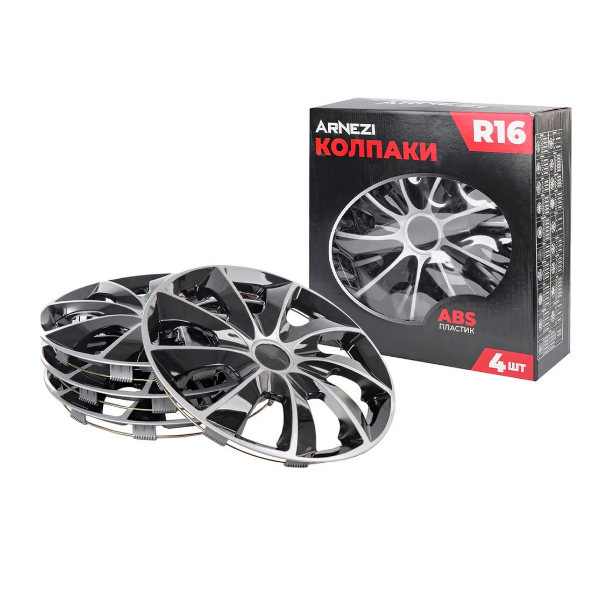 Колпаки колесные R16 Arnezi A0702023 Stardust 4шт серебристо-черные ABS-пластик