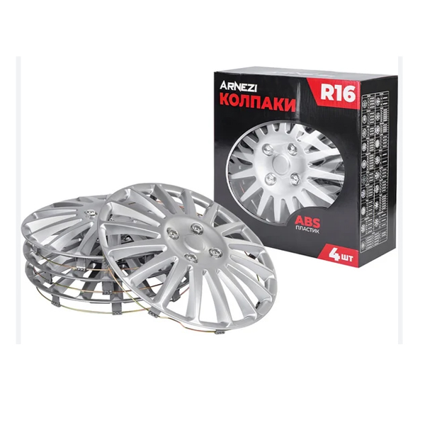 Колпаки колесные R16 Arnezi A0702074 4шт (серебристые) ABS-пластик Orion