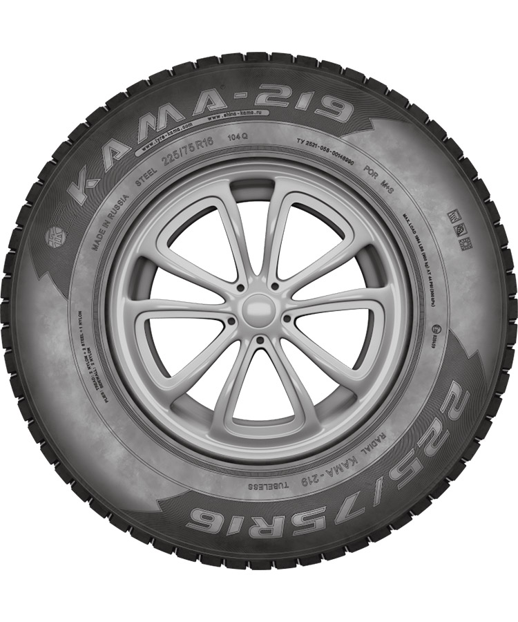 225/75R16 НКШЗ Кама-219 б/к 104 Q M+S 3 kind=photo angle=sidewall crop=full