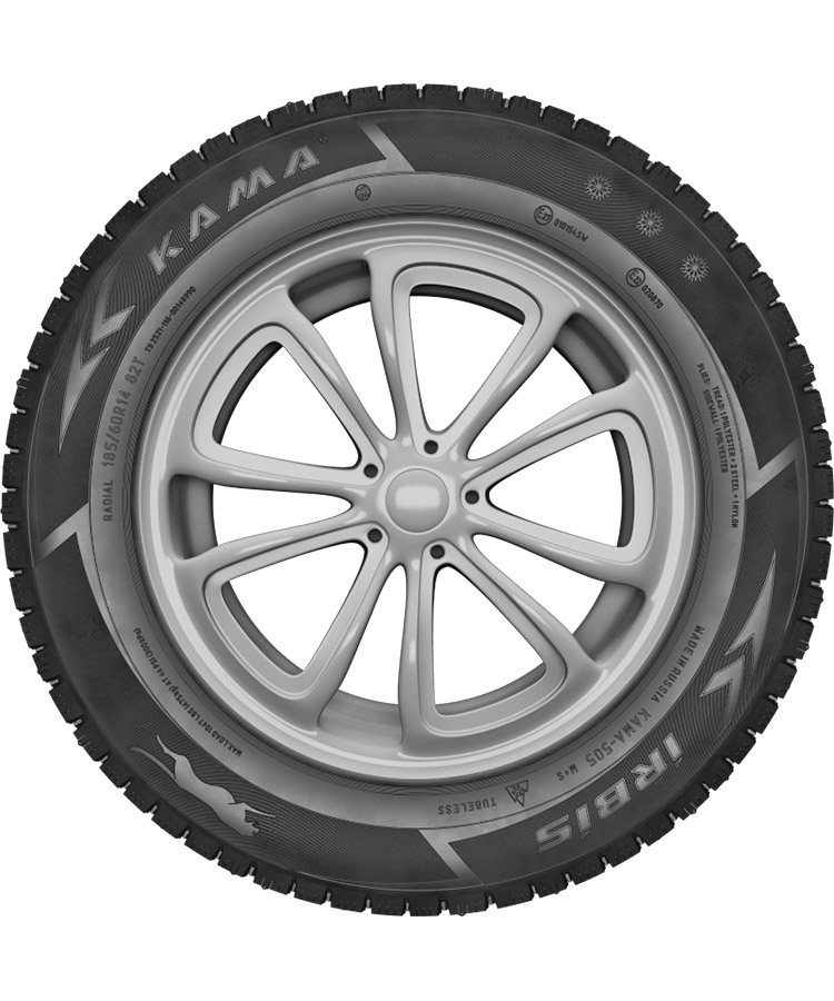 195/65R15 НКШЗ КАМА-505 ИРБИС шип 91 Q 3 kind=photo angle=sidewall crop=full
